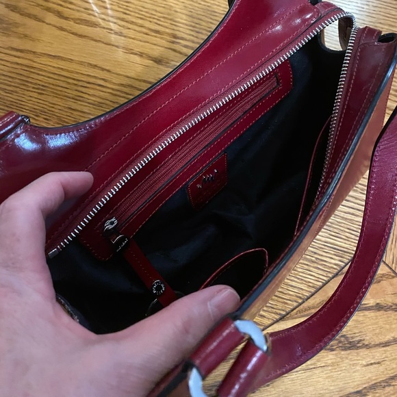 Monsac Original, Leather Handbag, Metal Feet, Red Leather, Beautiful, Dust Bag - Picture 7 of 15